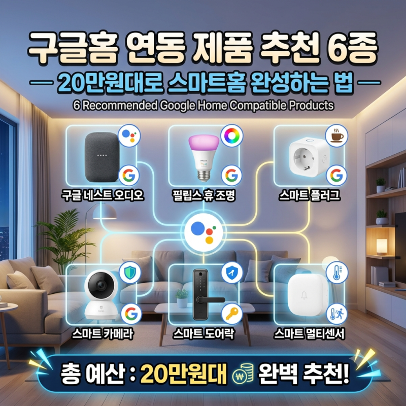 구글 네스트 허브 | 구글홈 연동 제품 추천 6종 — 20만원대로 스마트홈 완성하는 법 2026