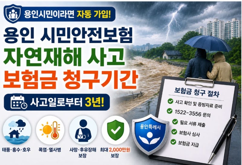 경기도 용인시 시민안전보험 자연재해 사고 어디까지자연재해일까? 보험금 청구기간 확인하....