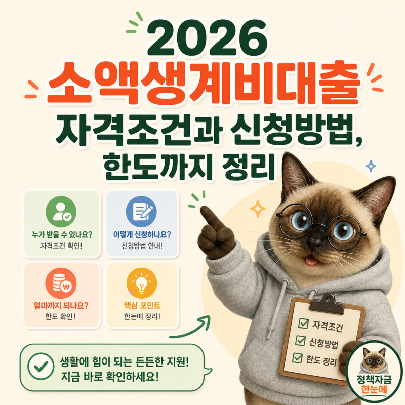 2026 소액생계비대출 자격조건과 신청방법, 한도까지 정리