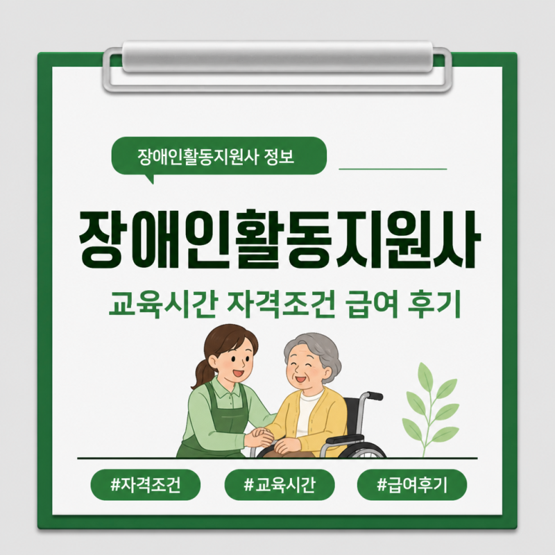 장애인활동지원사 교육시간 자격조건 급여 직접 해본 후기