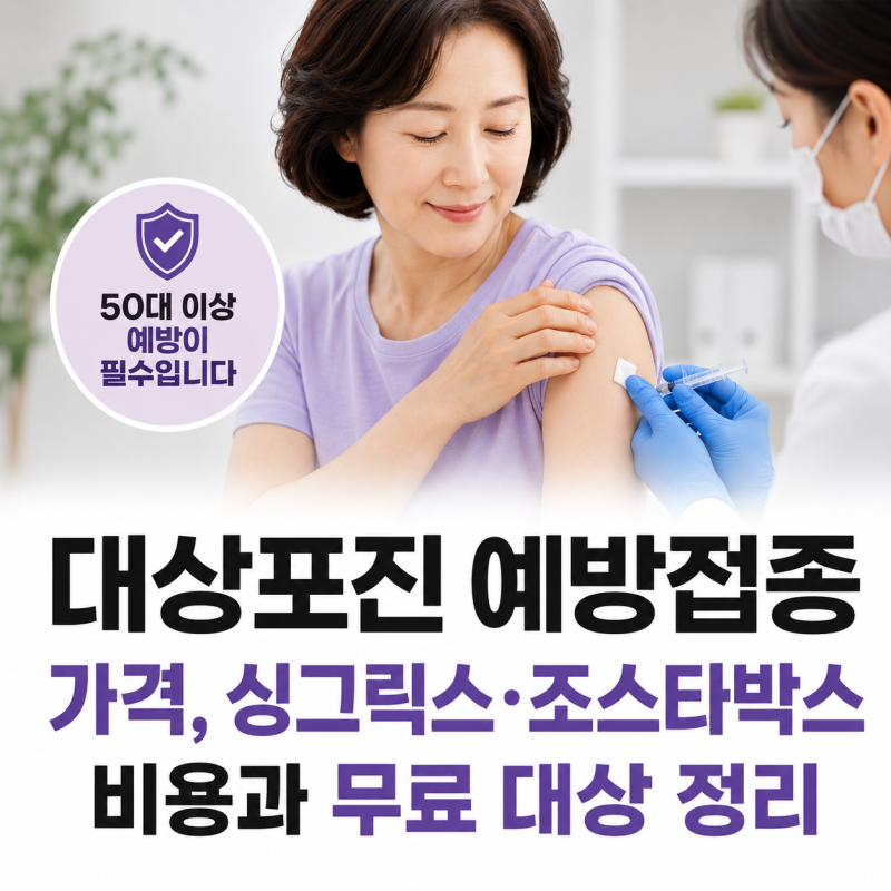 대상포진 예방접종 가격, 싱그릭스·조스타박스 비용과 무료 대상 정리