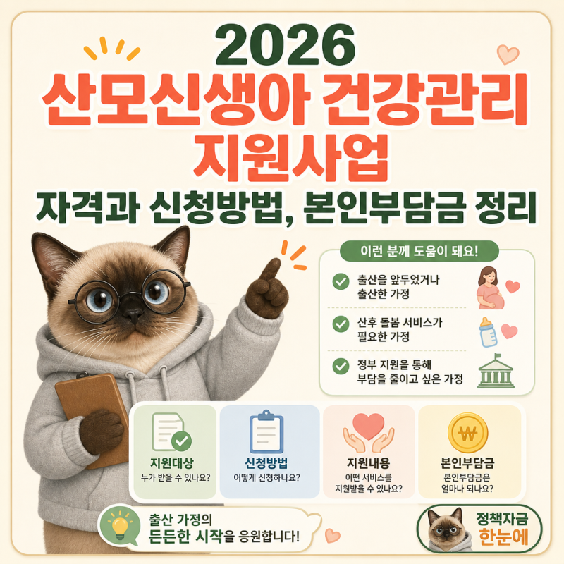 2026 산모신생아 건강관리 지원사업 자격과 신청방법, 본인부담금 정리