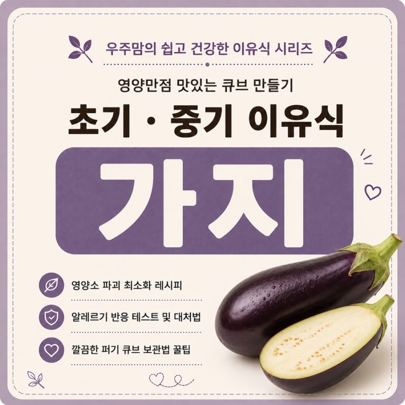 [초기/중기 이유식] 쉽고 간단한 가지 큐브 완벽 조리법 (ft. 궁합 & 주의사항)