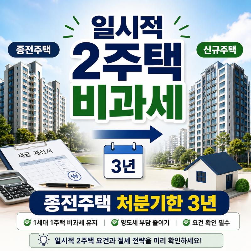 일시적 2주택 양도세 비과세 조건, 종전주택 3년 처분기한 꼭 확인하세요