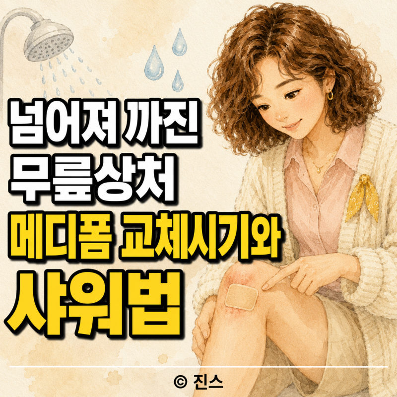 넘어져 까진 무릎상처 메디폼 교체시기와 샤워법