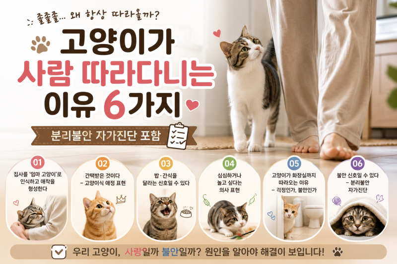 고양이가 사람 따라다니는 이유 6가지 – 분리불안 자가진단 포함