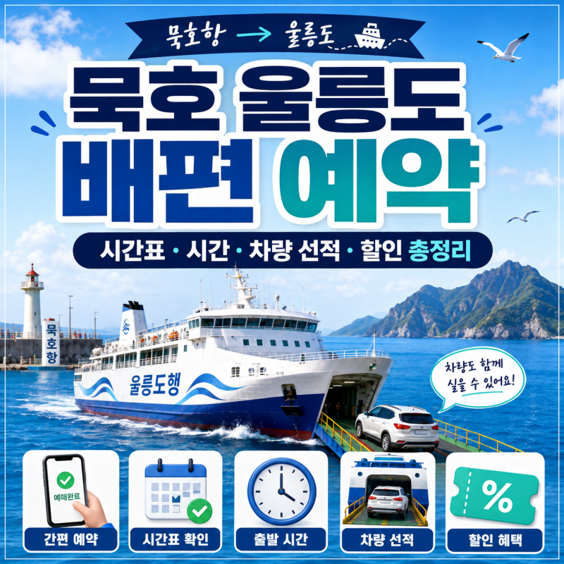 묵호 울릉도 배편 예약, 시간표·시간·차량 선적·할인 총정리