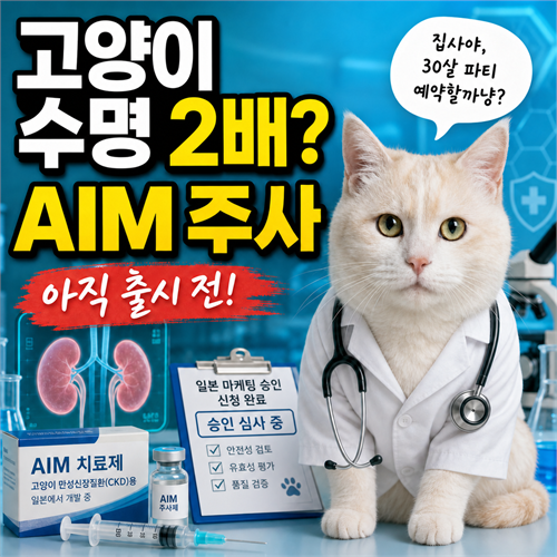 고양이 수명 2배 주사 정말 나왔을까? 신부전 2기 치즈가 기다리는 일본 AIM 치료제