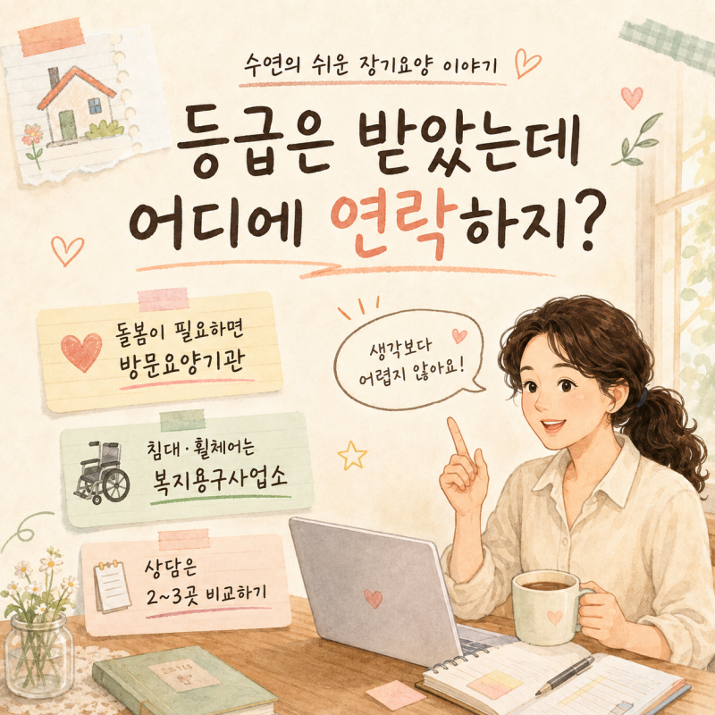 장기요양등급 받고 기관은 어디서 찾지? 방문요양센터·복지용구사업소 고르는 법