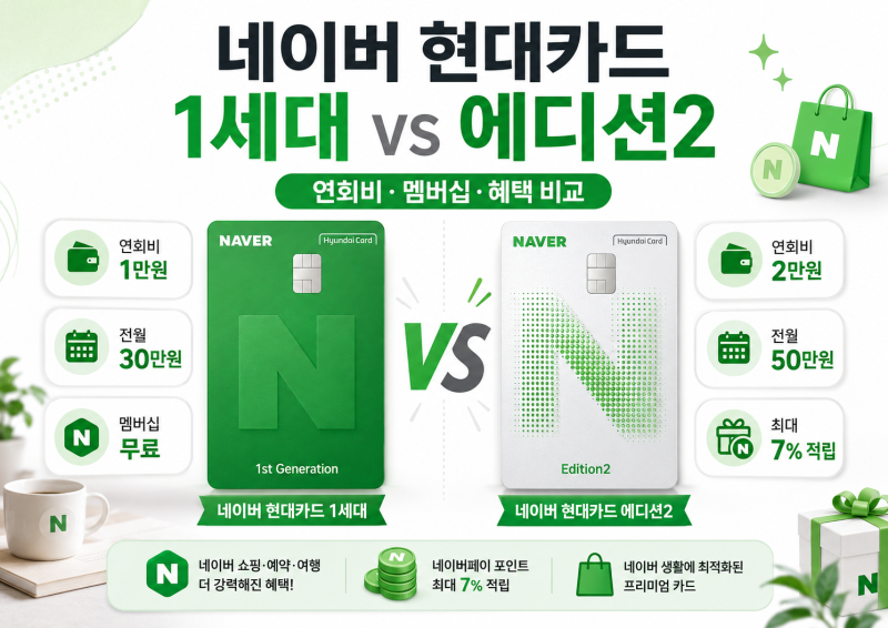 네이버 현대카드 단종됐다고? 1세대 vs Edition2 혜택 비교해보니