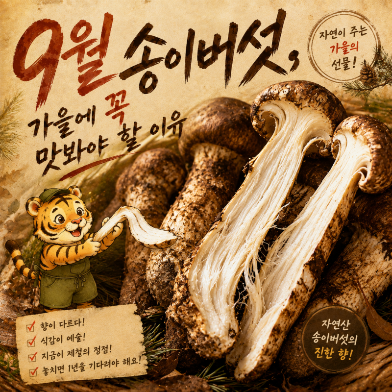 9월 제철 음식 가을 자연산 송이버섯 1등급 구별법과 씻으면 안 되는 이유