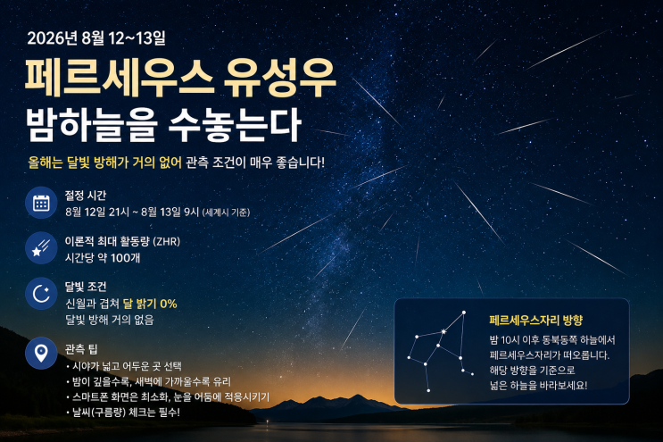 8월 12일 밤하늘 꼭 보세…올해 <b>페르세우스 유성우</b>가 유독 기대되는 ....