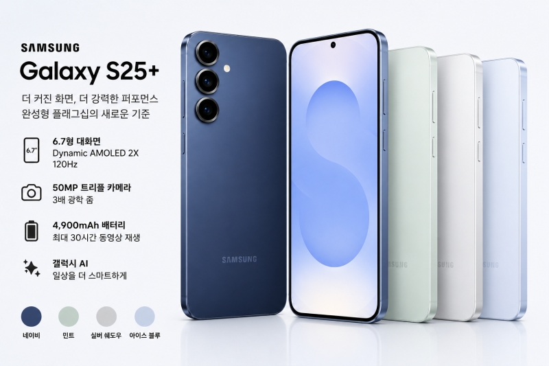 갤럭시 S25+, 더 넓은 화면과 강력한 성능을 갖춘 플래그십
