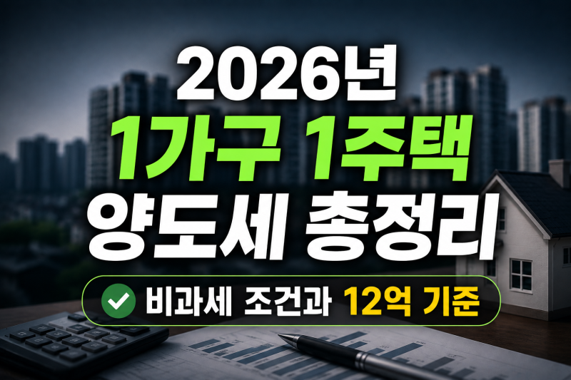 2026년 1가구 1주택 양도세 총정리: 비과세 조건과 12억 기준