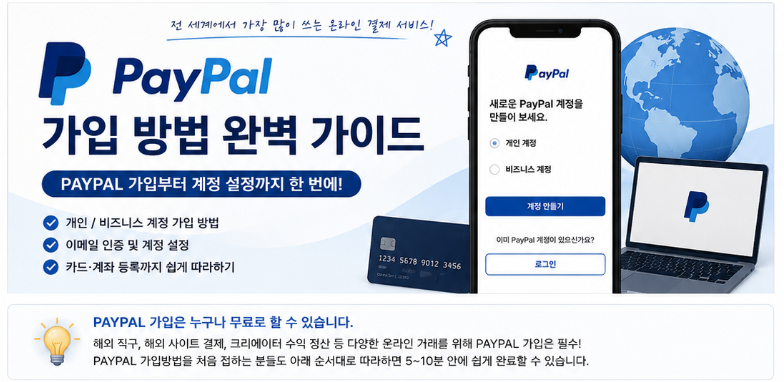 PAYPAL 가입 방법 및 가입하는방법｜페이팔 계정 만들기 총정리