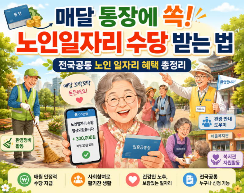 [2026 지역별 부모님 효도복지 Part 5] 노인 일자리 사업 수당 신청방법 & 시니어 일자리 월 29만~....