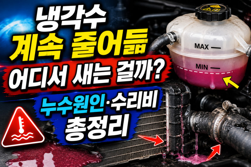 냉각수 누수원인 총정리 냉각수 줄어듦 바닥 누수 수리비 엔진과열까지