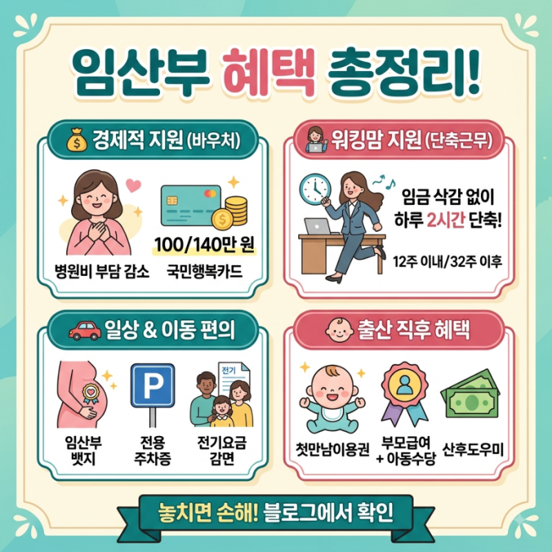 임산부 혜택 정리 워킹맘 단축근무 병원비 바우처 보건소 지원 조리원 결제 방법 등