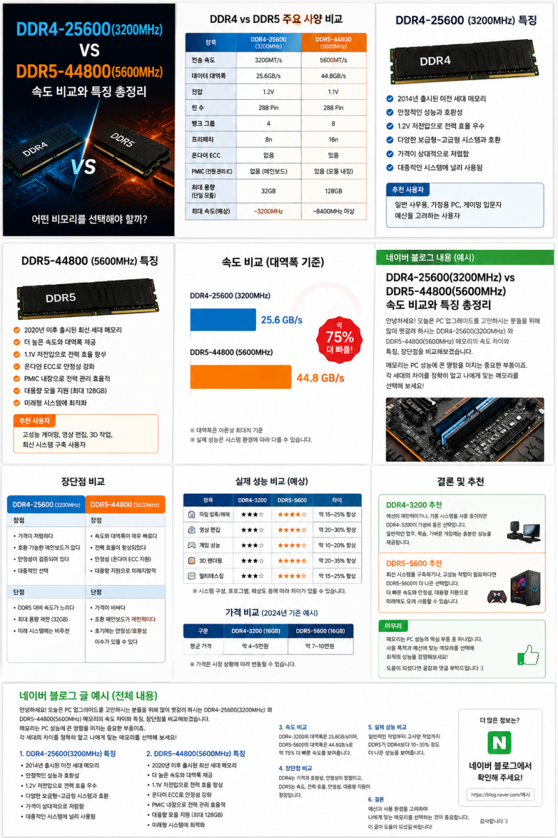 DDR4-25600(3200MHz) vs DDR5-44800(5600MHz) 속도 비교｜어떤 메모리를 선택해야 할까