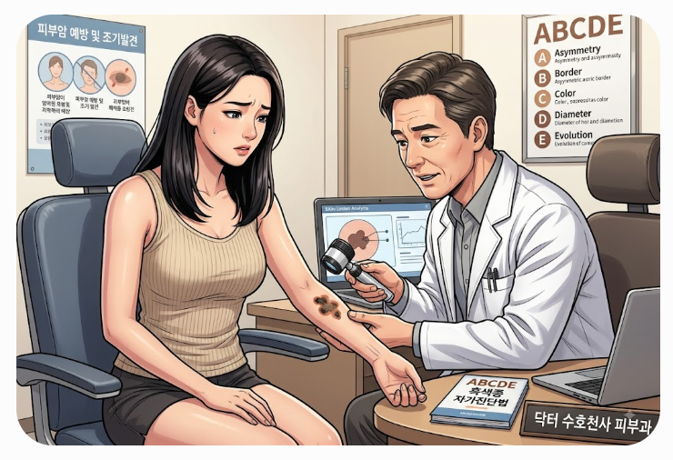점과 흑색종 구분법: ABCDE 법칙부터 증상, 진단, 병기별 치료 및 예방법