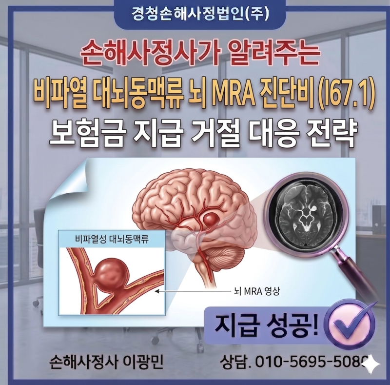 비파열 대뇌동맥류 뇌 MRA 진단비, 보험금 지급 거절 대응 전략 (I67.1)