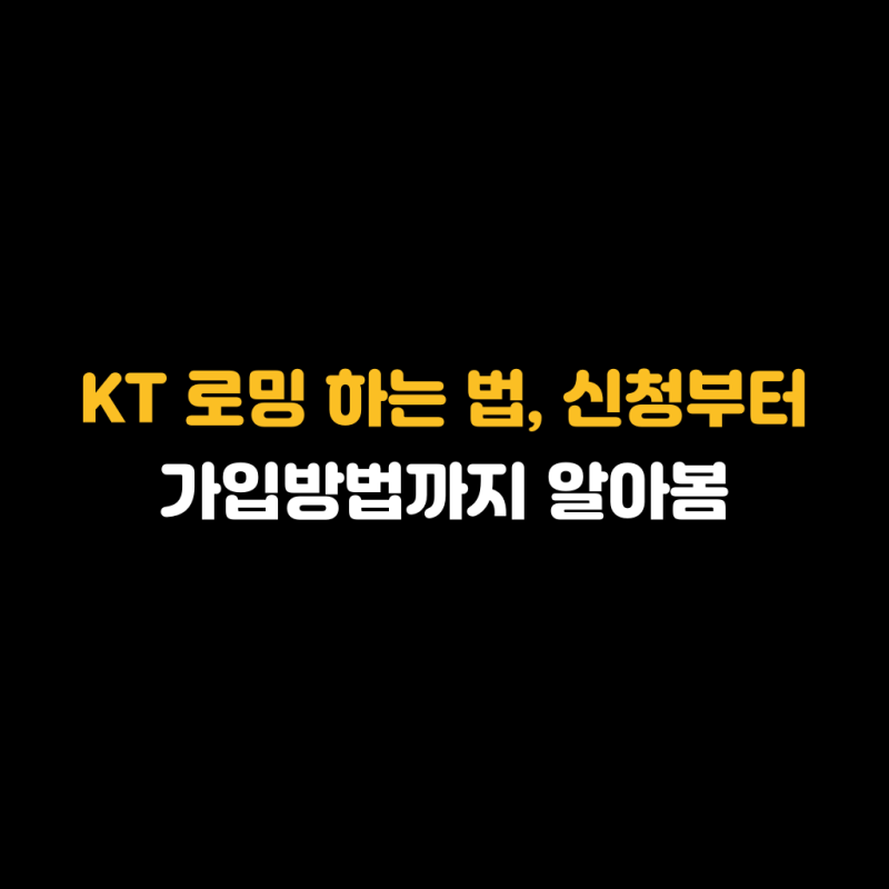 KT 로밍 하는 법, 신청부터 가입방법까지 알아봄