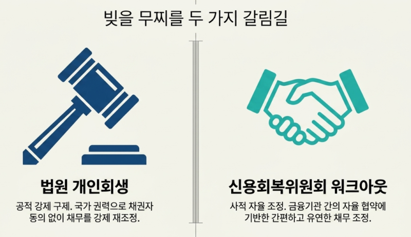 개인회생 vs 신용회복위원회 빚 탕감, 나에게 맞는 제도는? (주식·코인·주담대 등 채무 종류....