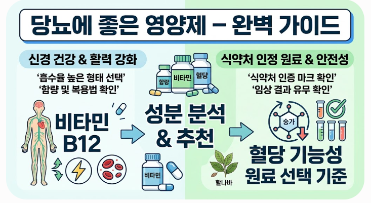 당뇨에 좋은 영양제 — 비타민 B12·혈당 기능성 원료 선택 기준