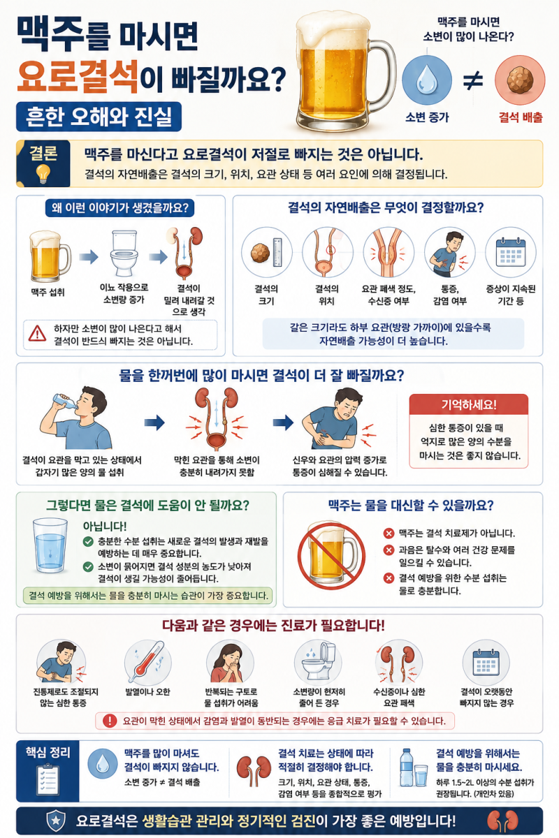 맥주를 마시면 요로결석이 빠질까요?｜흔한 오해와 진실