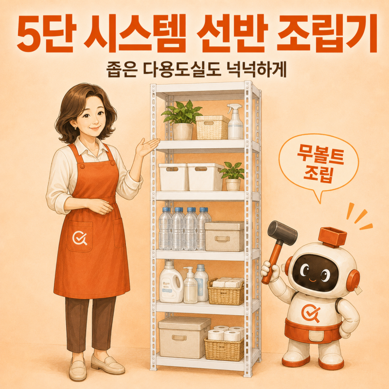 좁은 다용도실도 5단이면 넉넉하게, 스피드랙 5단 시스템 선반 후기 - 무볼트 조립식 모듈 선....