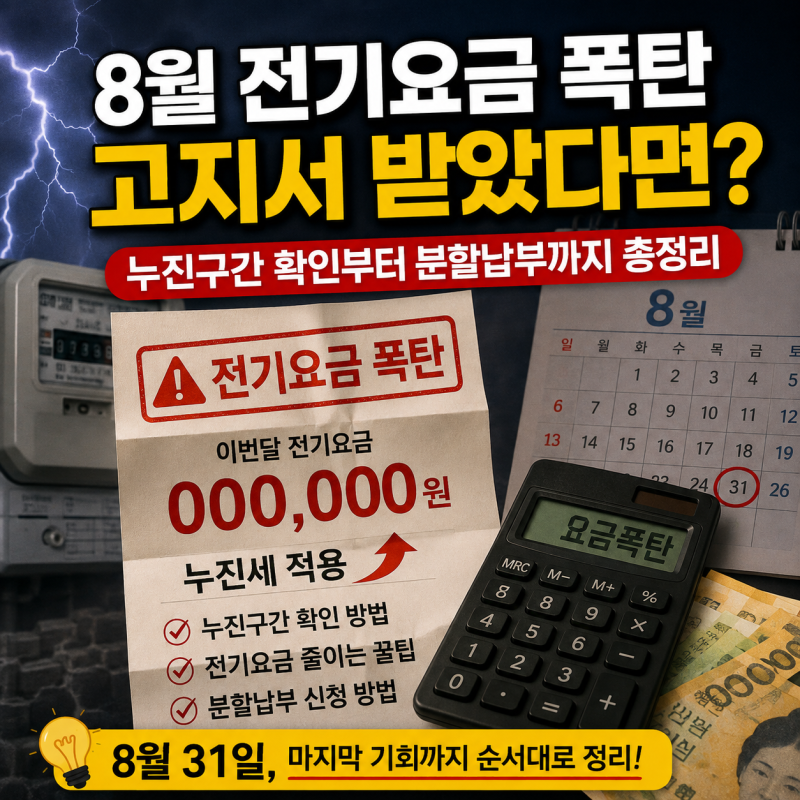 8월 전기요금 폭탄 고지서 받았다면? 누진구간 확인부터 분할납부까지 총정리