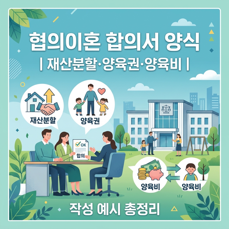 [인천 협의이혼]이혼 합의서 양식 | 재산분할·양육권·양육비 작성 예시 총정리
