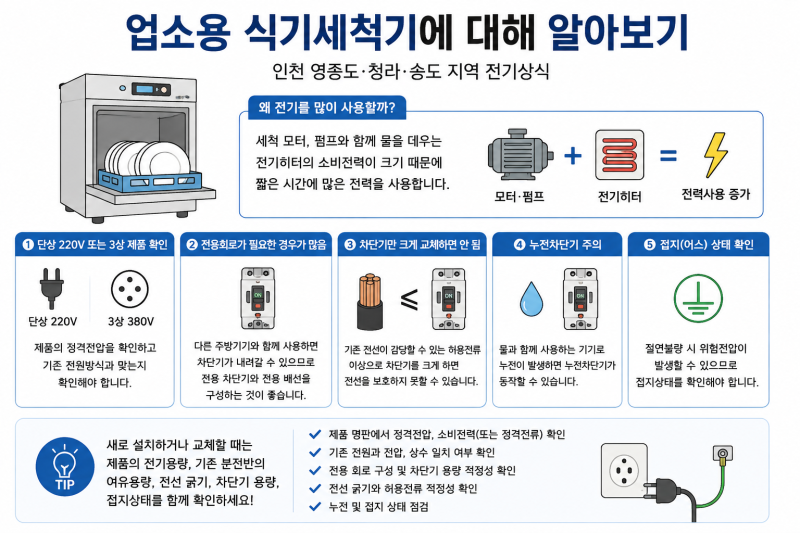 [인천 전기상식] 업소용 식기세척기는 전기를 얼마나 사용할까요?