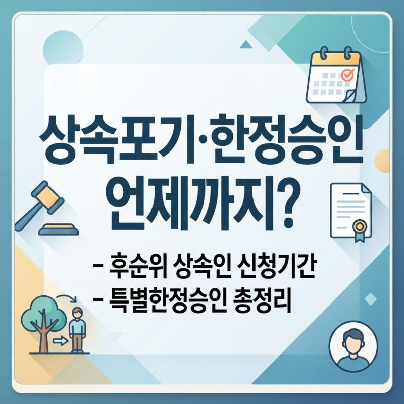 상속포기·한정승인 언제까지 해야 하나요? 후순위 상속인 신청기간과 특별한정승인까지 총....