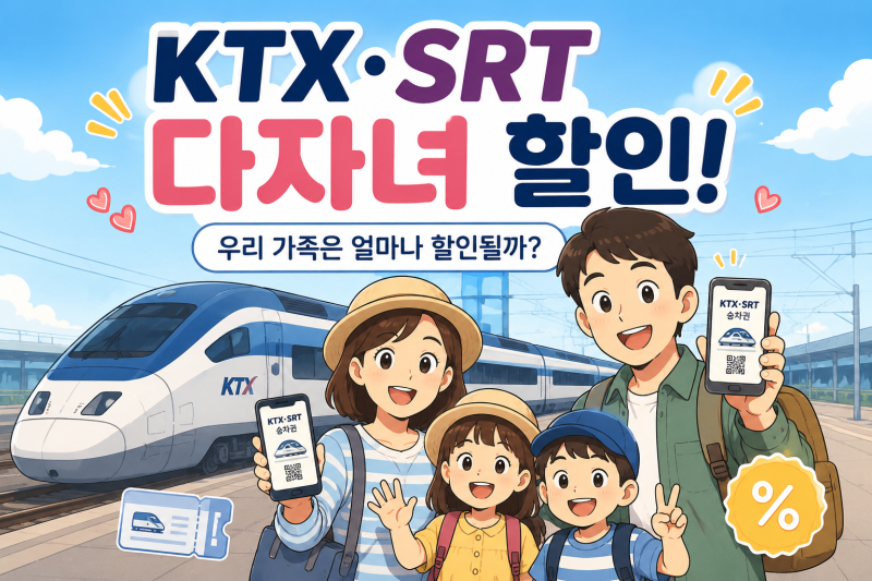 다자녀 KTX·SRT 할인 총정리! 2자녀·3자녀 할인율부터 가족등록·예매 방법까지