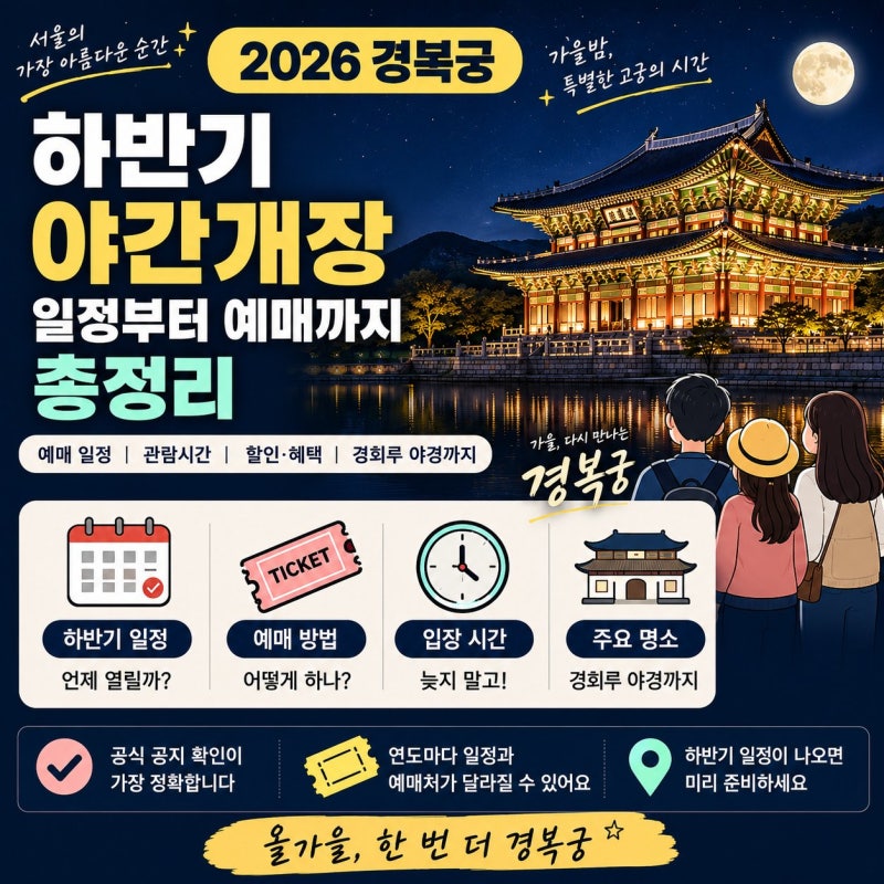 경복궁 야간개장 2026 하반기 총정리 (+ 예매 일정부터 경회루 야경까지)