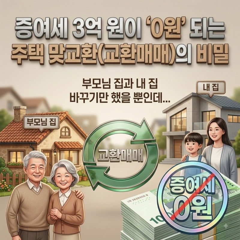 "부모님 집과 내 집 바꾸기만 했을 뿐인데..." 증여세 3억 원이 '0원' 되는 주택 맞교환(교환매....