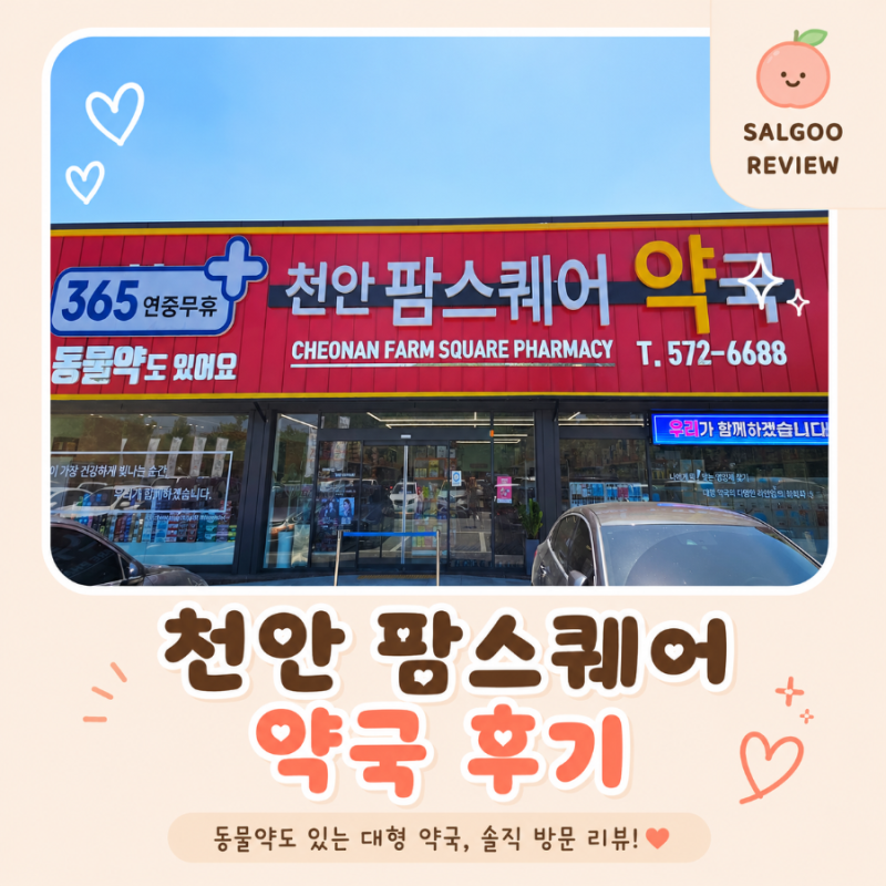천안 창고형약국 어디가 좋을까? 직접 가본 천안 팜스퀘어약국 후기