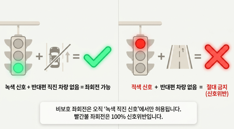 10명 중 8명이 헷갈리는 '비보호 좌회전' 통행 방법 & 도로주행 꿀팁, 빨간불에 좌회전해도 될....