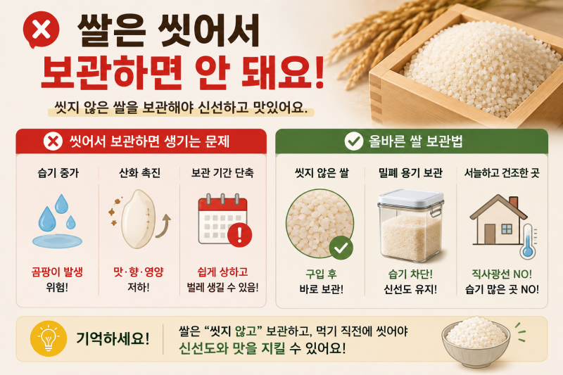 쌀은 씻어서 보관하면 안 되는 이유