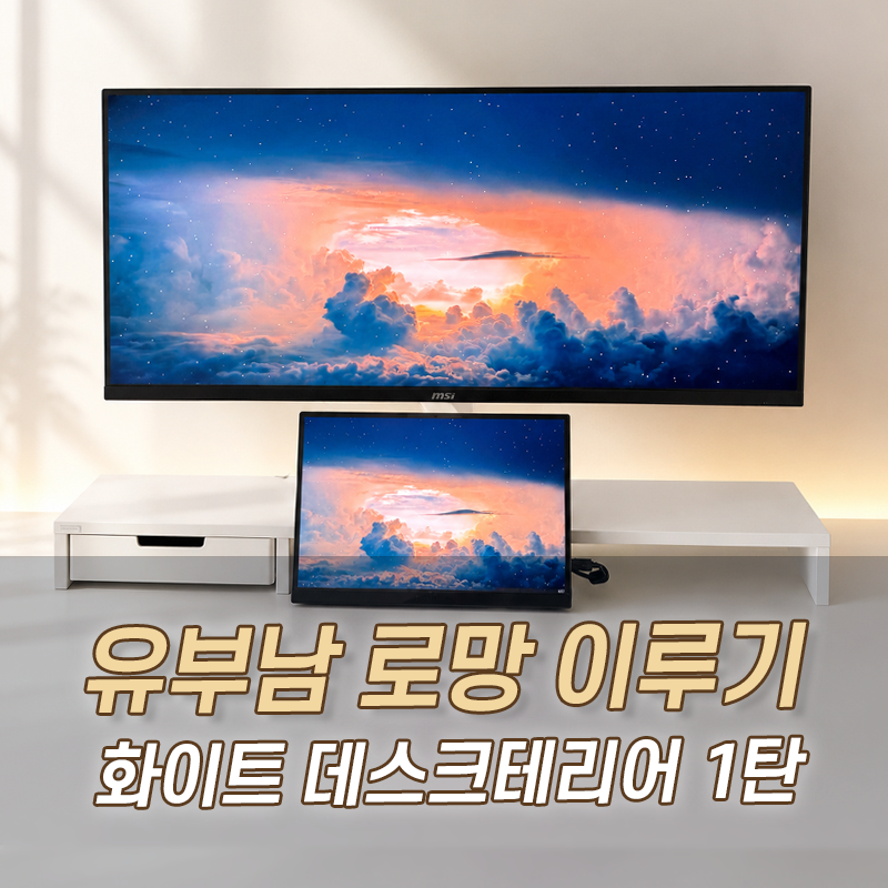 유부남 로망 이루기, 화이트 데스크테리어 1탄｜데스커부터 40인치 울트라와이드까지