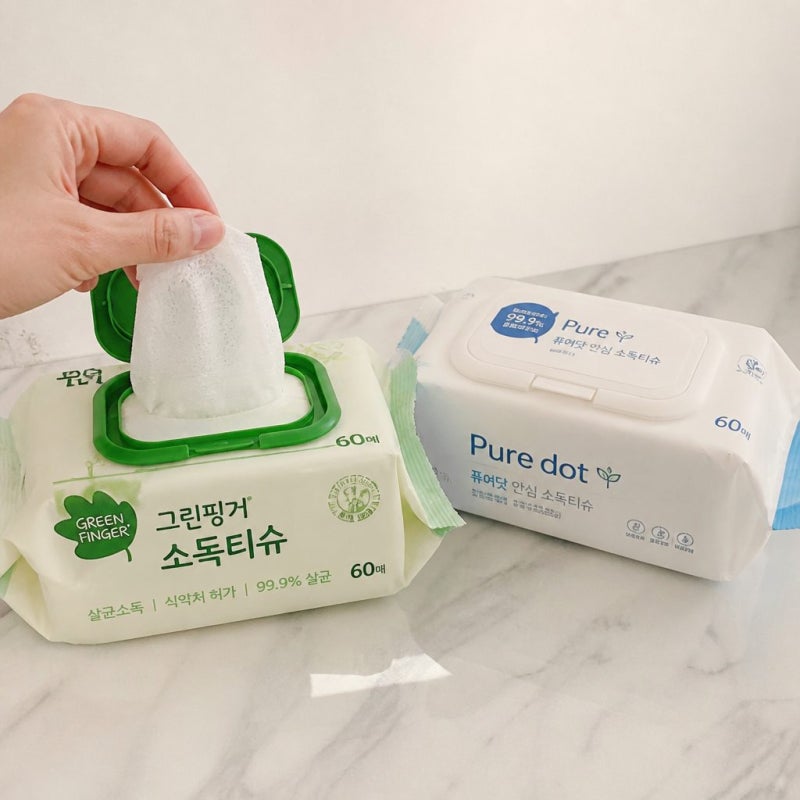 그린핑거 소독티슈 단종 이유와 대체품 퓨어닷 추천 살균력 비교