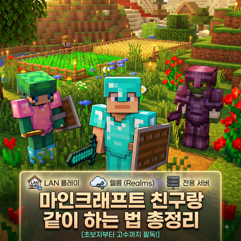 마인크래프트 서버 친구랑 같이 하는 법 총정리! LAN 개방부터 서버 직접 열기까지 (자바 에디....