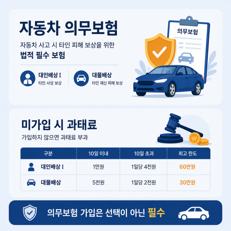 자동차 의무보험 미가입 처벌, 과태료부터 꼭 알아둘 내용까지