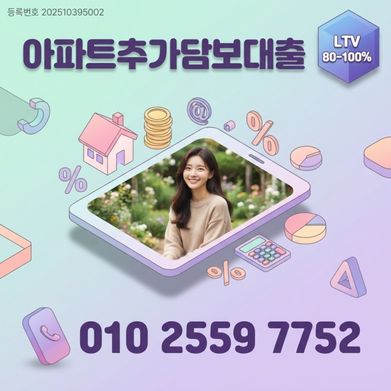 아파트추가담보대출 LTV 한도 구간별 금리 확인(개인사업자)