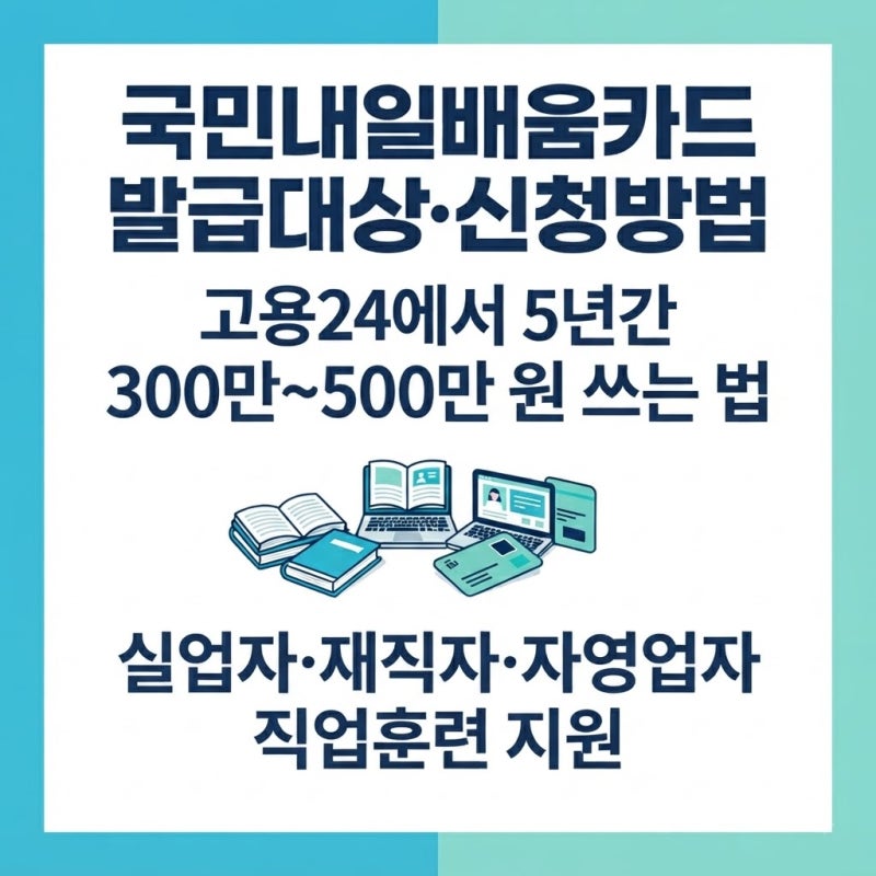 국민내일배움카드 발급대상·신청방법, 고용24에서 5년간 300만~500만 원 쓰는 법