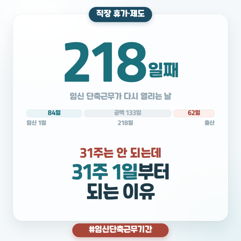 임신 단축근무 기간, 총 며칠인지 세어봤어요 (31주는 안 되고 31주 1일부터 되는 이유)