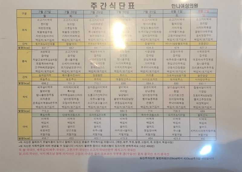 전주 한나여성병원 산후조리원 솔직 이용후기 (입원실&조리원 식단)