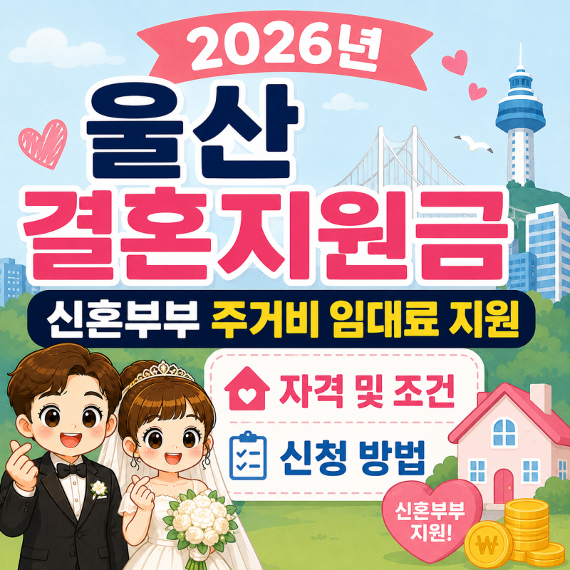 2026년 울산 결혼지원금 신혼부부 주거비 임대료 지원 자격 및 신청법