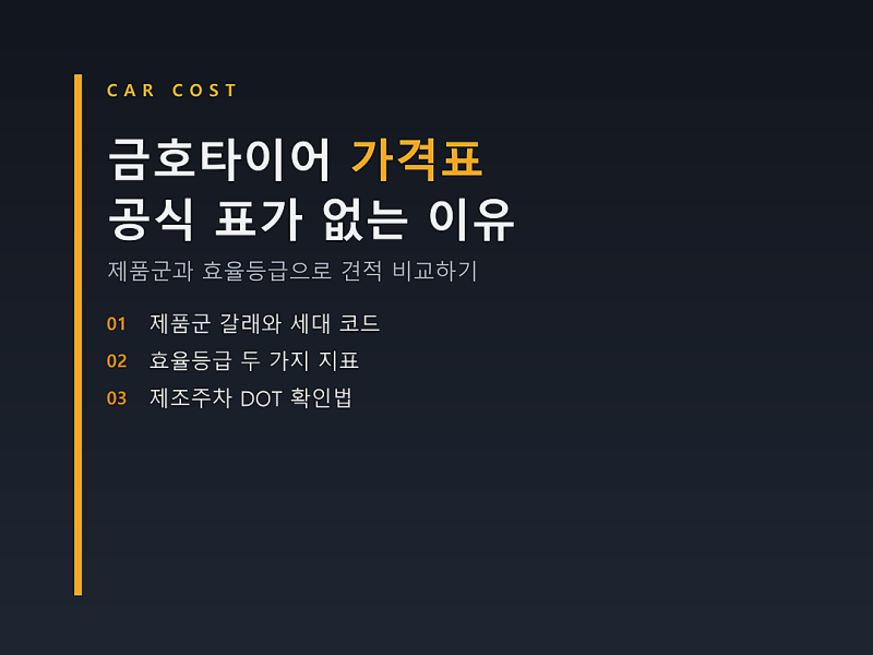금호타이어 가격표, 공식 표가 없는 이유와 효율등급으로 비교하는 법
